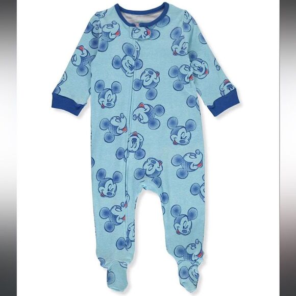 Disney Infant One Piece Mickey Mouse‎ Sleepwear Blue 6/9 Month NWT - Picture 1 of 4